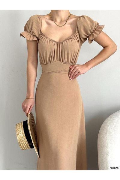Modafeminen Rochie cu guler Madonna cu maneca curea elastica MINK 582079