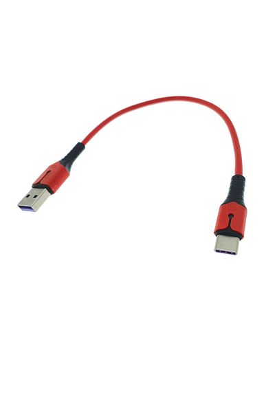 OEM Premium fast charging cable, LED, USB 2.0 male to USB type C male, Liquid Soft Rubber, 25 cm, 3A