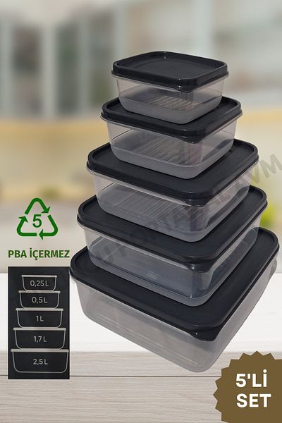 Turuncu Portakal Storage Container with Lid (Set of 5) Kitchen Organizer Square Organizer