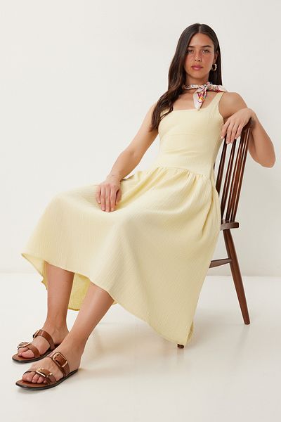 Lovelyİstanbul Rochie midi de vară cu bretele texturate
