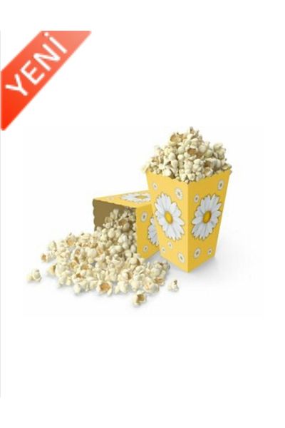 Deniz Party Store Yellow Daisy Themed Cardboard Popcorn Corn Chips Box 8 Pcs