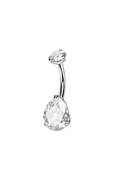 Janset F136 Titanium Drop Model Navel Piercing - Titanium Navel Piercing - Zircon Stone Navel Piercing