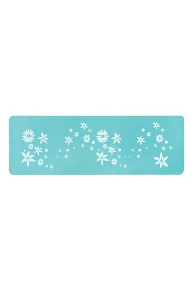 Welora Foam mat for yoga, fitness, aerobics, with Floral Pattern, 180x60x0.6cm, Turquoise