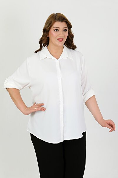 By Alba Collection ΓΥΝΑΙΚΕΙΟ ΛΕΥΚΟ ΠΟΥΚΑΜΙΣΟ ΝΤΟΥΜΑΙ ΜΑΤ ΜΟΝΟΧΡΩΜΑ ΜΕΓΑΛΟ ΜΕΓΕΘΟΣ