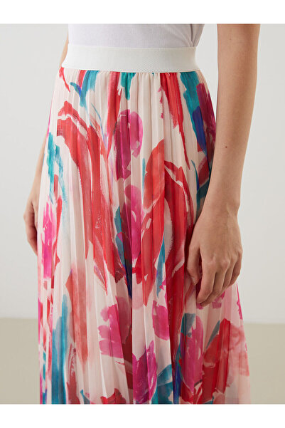 LC Waikiki New Season Elastic Waist Patterned Sifon Women's Pleated Skirt - S5G115Z8