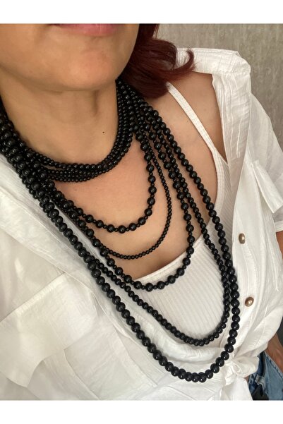 Byoz store Black Bead Multi-Row Low-Cut Necklace