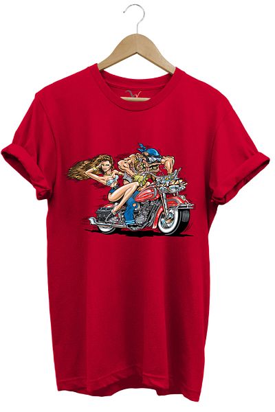 WİDİ Motorcycle Motor Riding Man and Woman Printed 100% Cotton Regular Fit T-Shirt