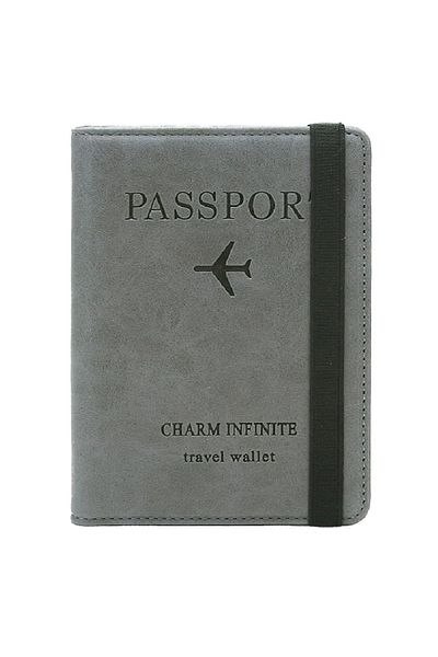 animis beauty RFID Protection Passport and Card Wallet, PU Leather, Unisex, Multifunctional, Gray