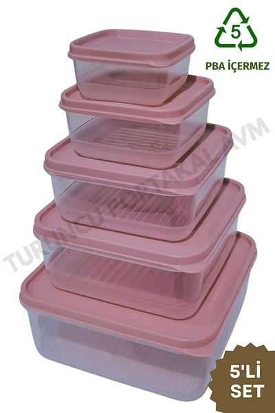 Turuncu Portakal Storage Container with Lid (Set of 5) Kitchen Organizer Square Organizer