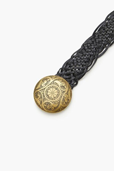 Forever 21 Desenli Yuvarlak Tokalı Örgü Kemer