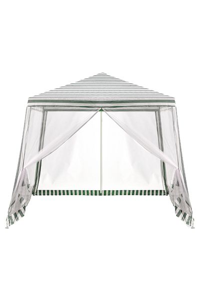 zola Garden tent,with 4 sides with mosquito netting, zip closure, 3 x 3 m, white with green