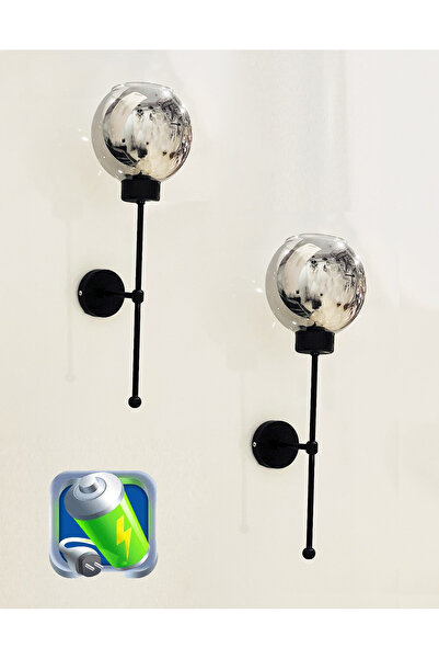 gaziantepavize Şarj Et Kullan Feza Şarjlı Pilli Aplik Siyah Kasa Füme Camlı M...