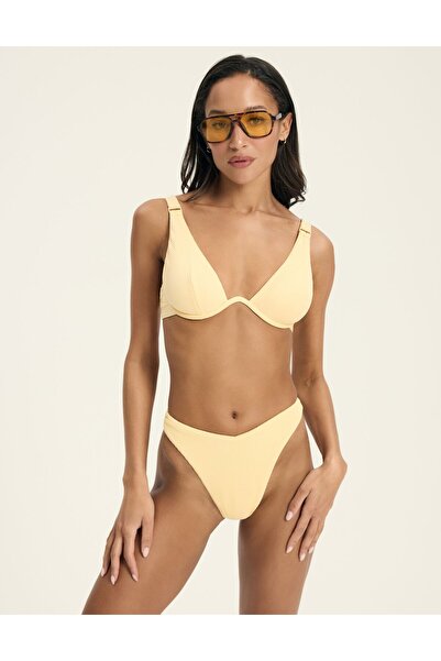 ESOTIQ Women's Bikini Set Underwired Triangle Top & High Leg Brazilian Bottom Textured | Como