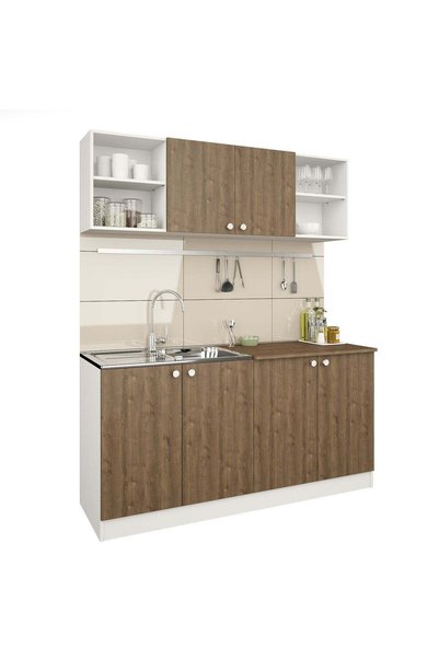 haaus.ro Set Bucatarie Sena, Stejar Bronz/Alb, L 160 cm