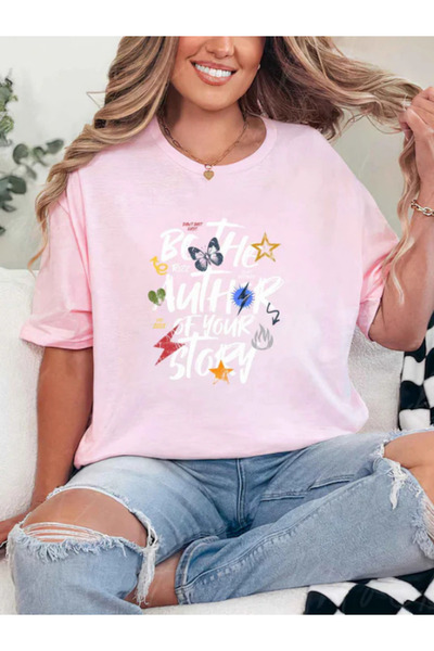 Sarah's Boutique Tricou de damă – 100% bumbac – Citat minimalist: „FII AUTORU...