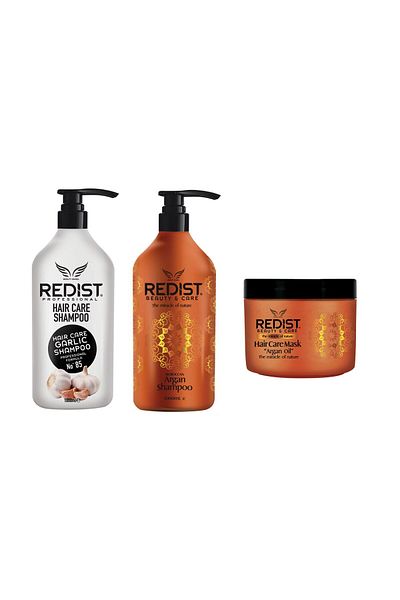 Redist Redist Package: Garlic Shampoo 1000 ml, Argan Oil Shampoo 1L and Argan Oil Mask 500 ml
