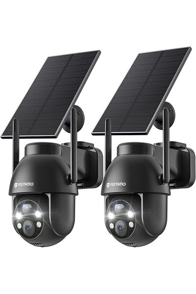ELITE SURVIVAL SYSTEMS YESYAMO 2 x 2K Wireless Solar WiFi Surveillance Camera, 2.4GHz Solar Outdoor Camera with Solar Panel