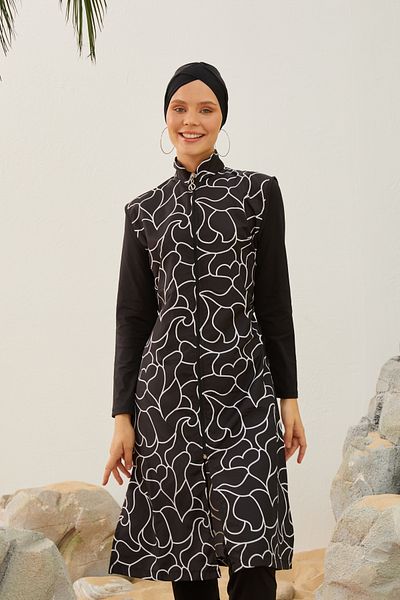 REMSA Large Size Full Covered Battal Hijab Swimsuit 3429-015 Black01