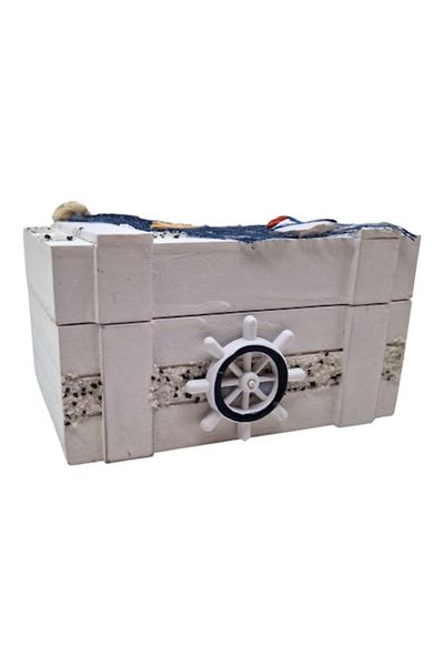 OEM Wooden chest with marine accessories, helm, 12x8x6.5 cm