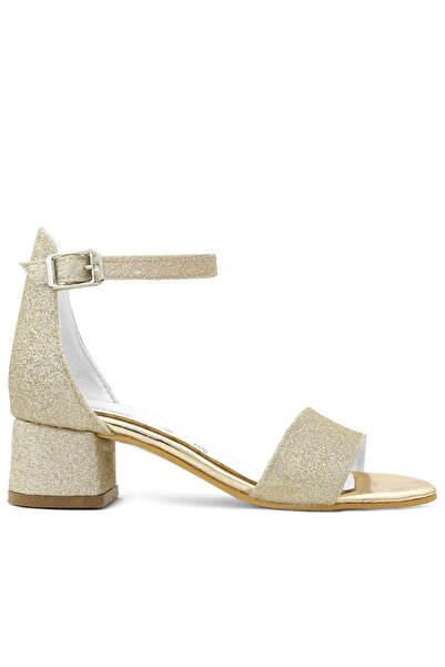 hapshoe Lilo Simli Altın Tek Bantlı Kız Çocuk Topuklu Abiye Ayakkabı