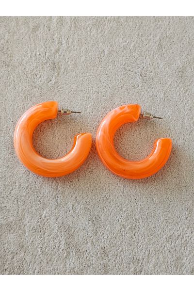 SiestaAccessories Orange Color Acrylic Hoop Earrings