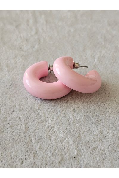 SiestaAccessories Pink Color Acrylic Hoop Earrings