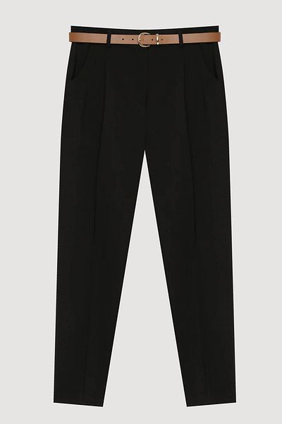 Quzu Black Women's Trousers with Belt Accessories and Clips Pnt00430