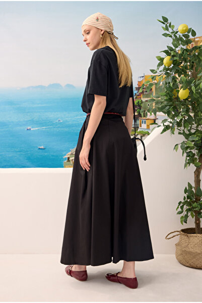 HEQA Pat Detaylı Etek Siyah