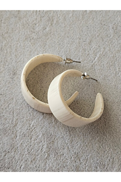 SiestaAccessories Beyaz Mermer Desen Akrilik Halka Küpe