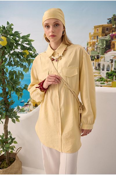 HEQA Verev Drawstring Detailed Shirt Soft Yellow