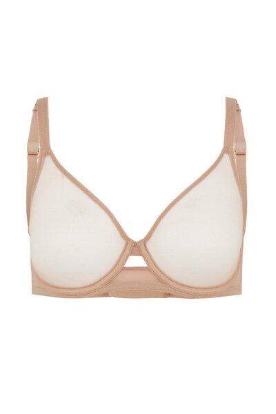 Agent Provocateur Lucky Bra Noisette Transparent Tulle, Mold Bra, Comfortable and Stylish Daily Use
