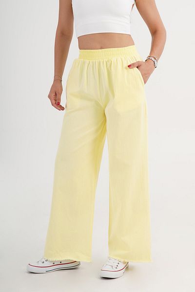 Hipo Trend Yellow Loose Trousers with Ripped Legs and Elastic Waist