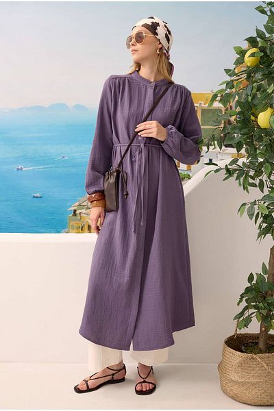HEQA Μακρύ πουκάμισο μουσελίνας Violet
