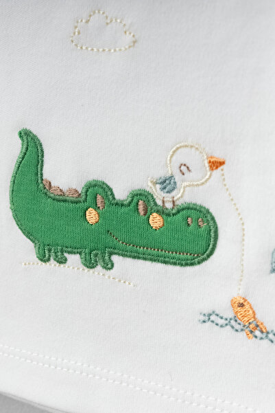 Bebitof Cute Bird and Crocodile Patterned Baby 5 Piece Newborn Hospital Release Bodysuit Set
