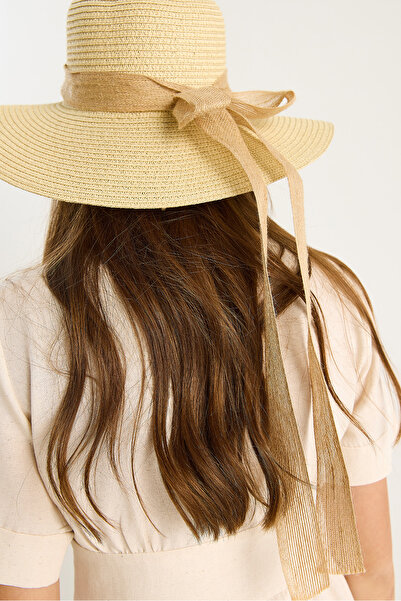 Bianco Lucci Women's Wide Brim Bow Summer Straw Hat 14232-32 60801005