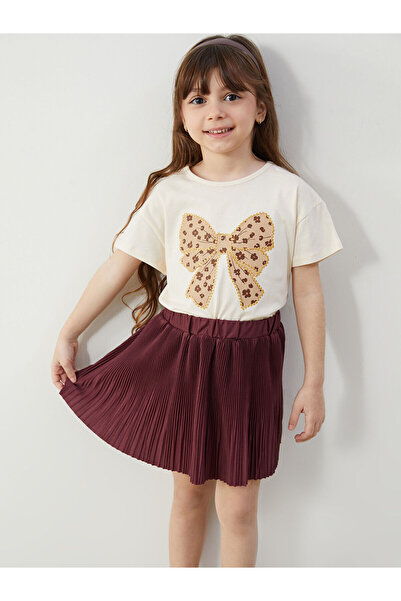 LC Waikiki Özmarka New Season Elastic Waist Pleated Girls' Skirt