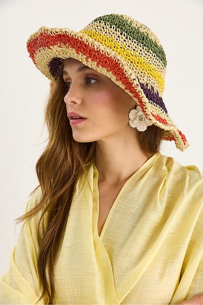 Bianco Lucci Women's Hand Knitted Straw Hat 11507 60801001