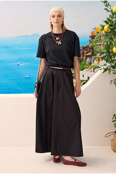 HEQA Pat Detaylı Etek Siyah