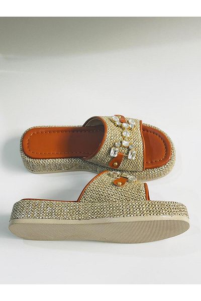 Cico Casual Slippers Material Straw Face Stone Substrate Height 4 cm