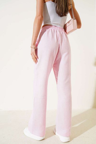 NATUFIAN STORE Women's Linen Blend Loose Cut High Waist Trousers