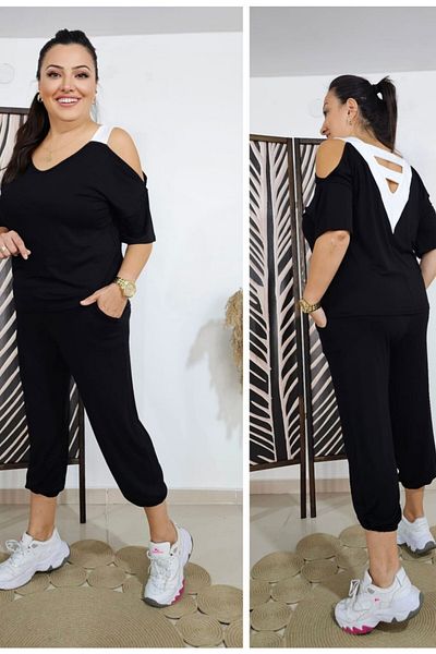 sinemisxxl Quality Large Size Viscose Suit with Lycra Back Detail