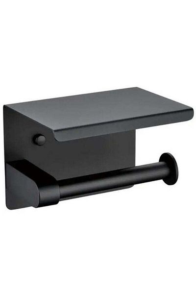 Welora Elegant toilet paper holder, stainless steel, Black - Black