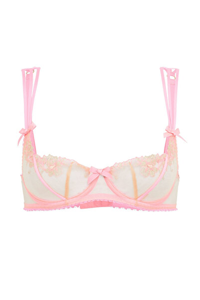 Agent Provocateur Tessy Pembe Balconette Destekli Sütyen - Altın İşlemeli Şef...