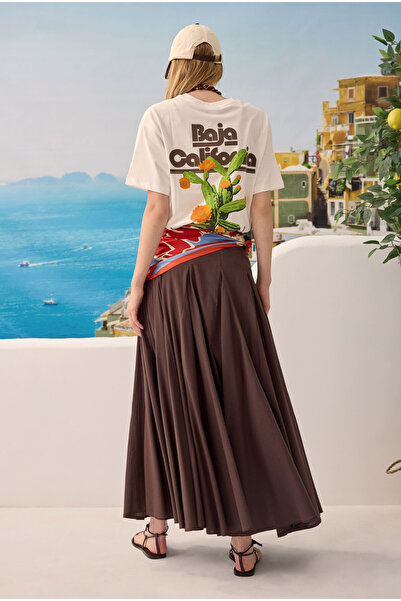 HEQA Bele Oturan Volanlı Etek Acı Kahve