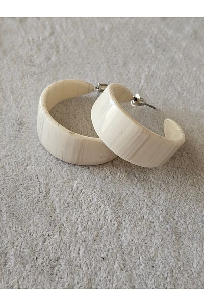 SiestaAccessories White Marble Pattern Acrylic Hoop Earrings