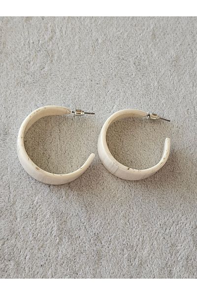 SiestaAccessories White Marble Pattern Acrylic Hoop Earrings