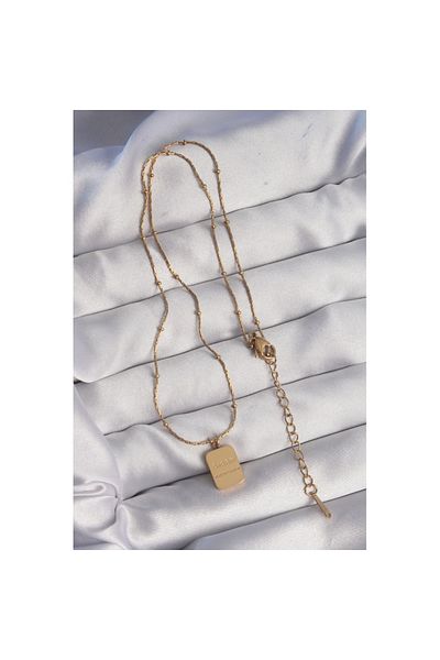 Skygo 316L Steel Gold Color Square Charm Model Necklace - Tj-Bko8928