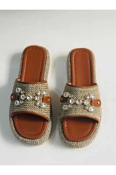 Cico Casual Slippers Material Straw Face Stone Substrate Height 4 cm