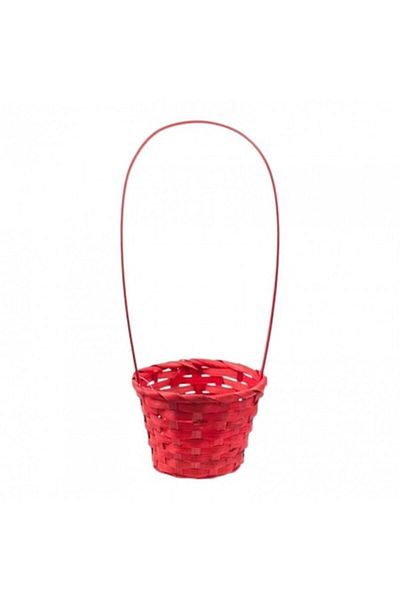 OEM Cos bambus cu toarta, 13 cm, rosu