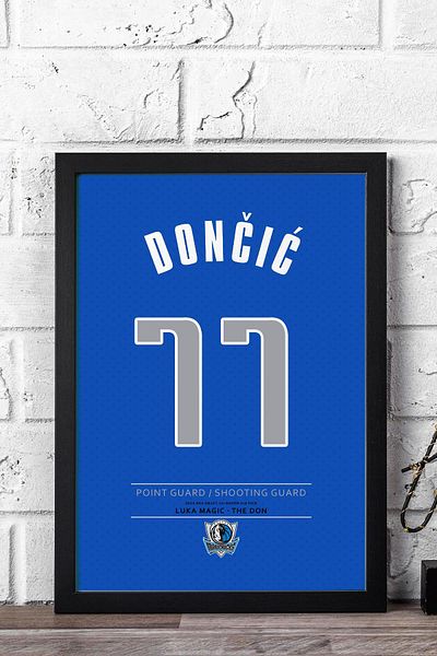 Saturn Luka Doncic Jersey Framed Painting - Nba Dallas Mavericks Jersey
